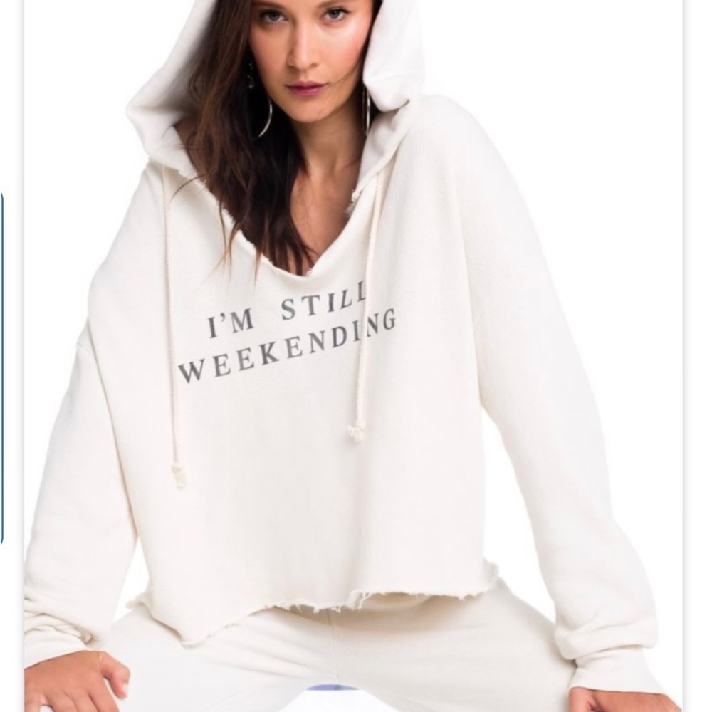 Wildfox Cream Hoodie I’m Still Weekending